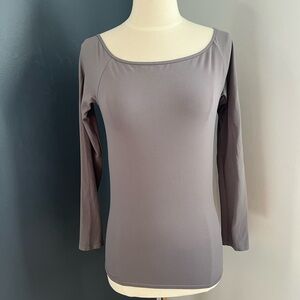 Intimately by Free People Top Gray Purple Fitted Stretch Scoop Neck Size M/L